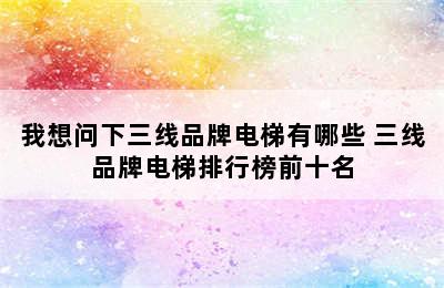 我想问下三线品牌电梯有哪些 三线品牌电梯排行榜前十名